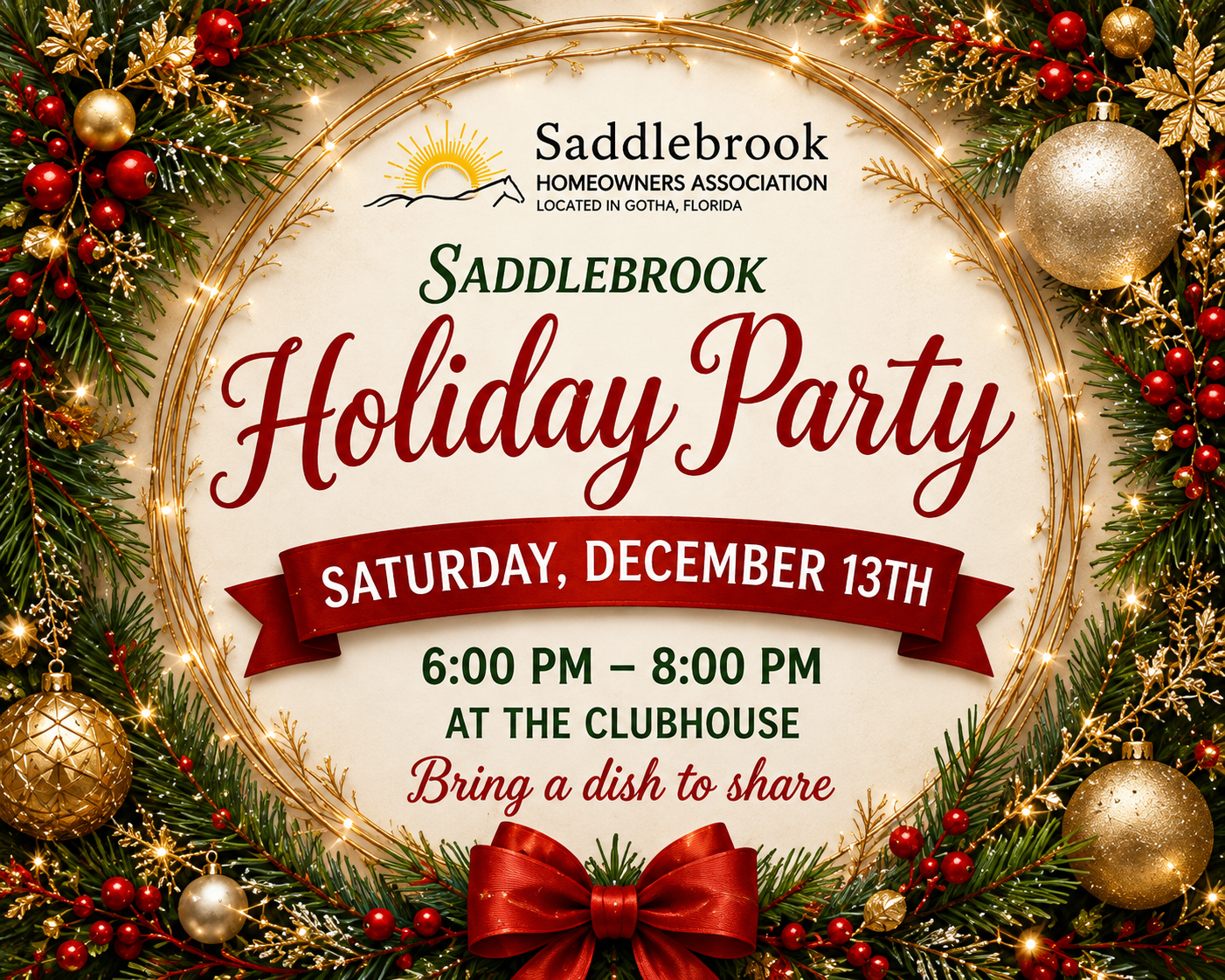 Saddlebrook Christmas Celebration flyer