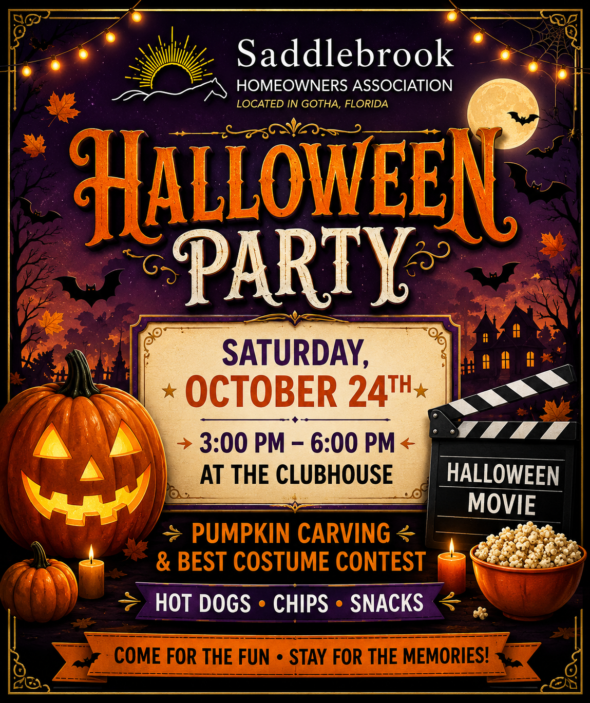 Saddlebrook Halloween Party flyer