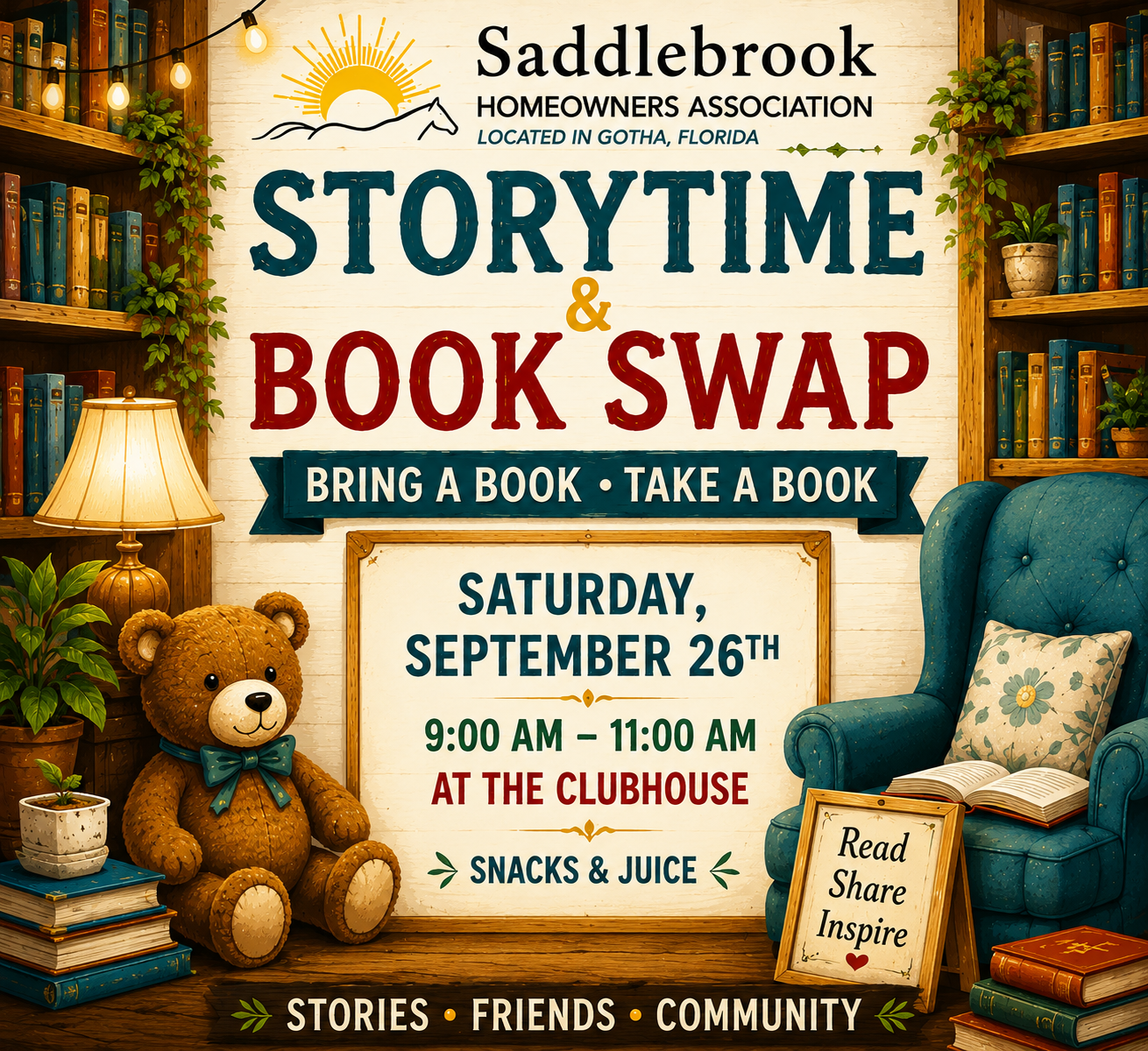 Children's Storytelling & Book Exchange flyer