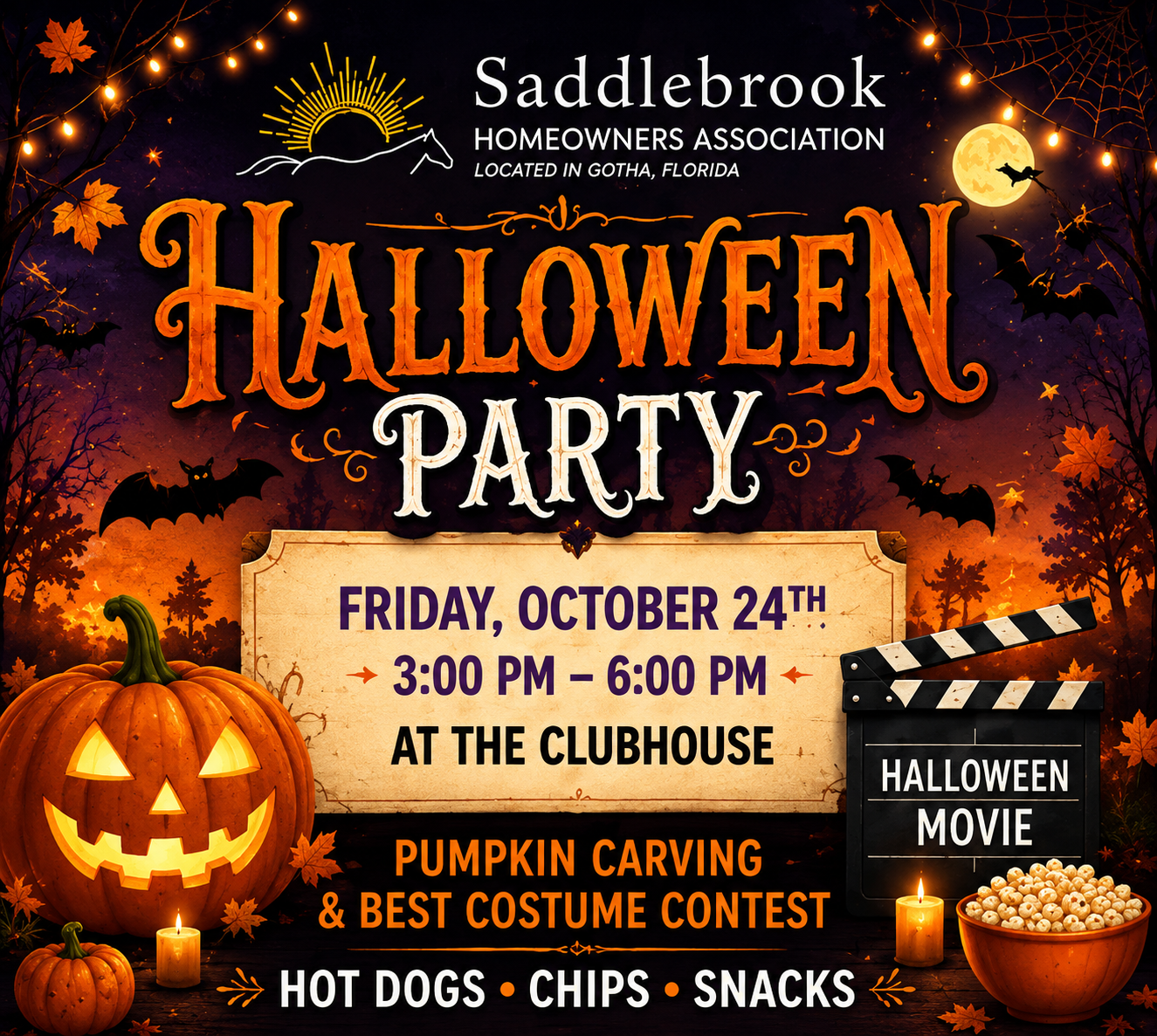 Saddlebrook Halloween Party flyer